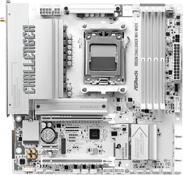 ASRock B850M Challenger WiFi White Micro-ATX Mainboard AM5 mit DDR5 und WiFi 7 - Bild 1