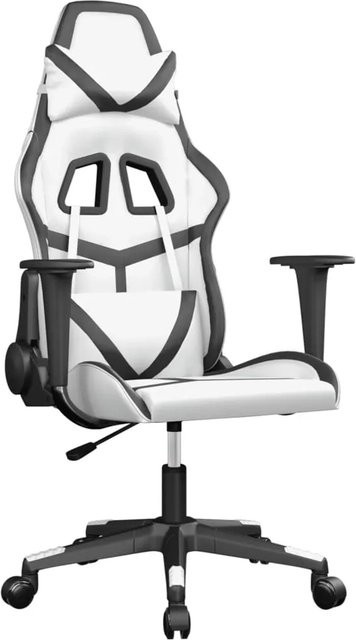 vidaXL Gaming-Stuhl Modell 3 in Weiß und Schwarz aus Kunstleder mit Massagefunktion und 360-Grad-Drehfunktion - Bild 1