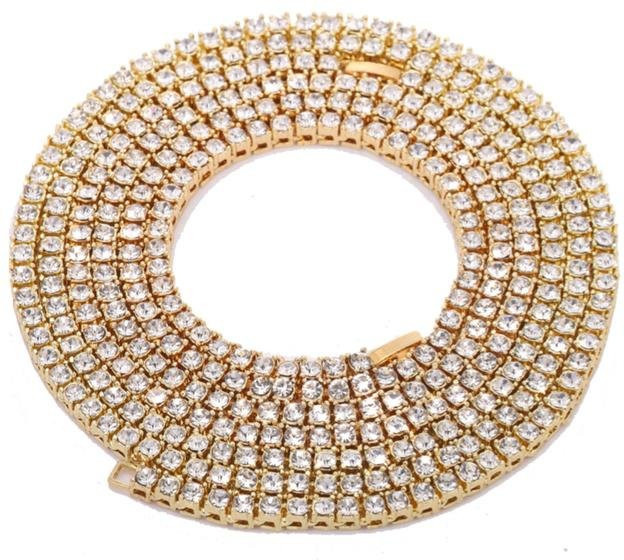 YIRAN Jewelry Halskette, Cuban Link, Zirkonia, Zinklegierung, Gold, Unisex - Bild 1