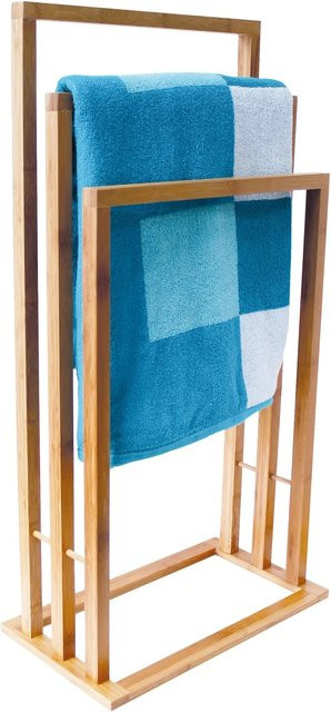 MSV Handtuchständer aus Bambus mit 3 Stangen, braun, B: 42 cm, T: 24 cm, H: 82 cm - Bild 1