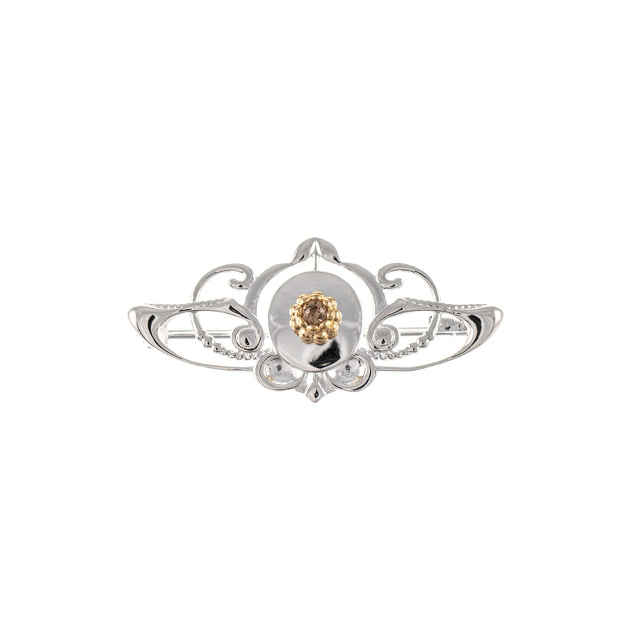 Brosche 925 Silber, teilvergoldet, Zirkonia, cognac, Damen - Bild 1