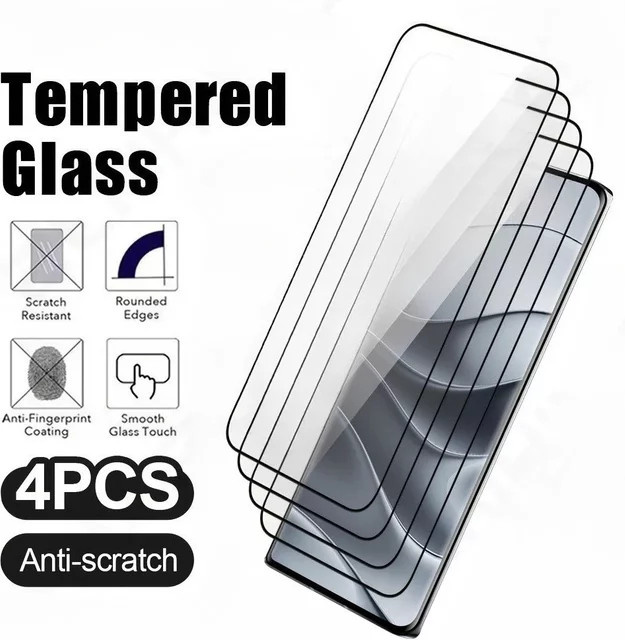 4er-Pack Displayschutzfolien aus gehärtetem Glas für Xiaomi Redmi Note Serie, transparent, Vollabdeckung - Bild 1