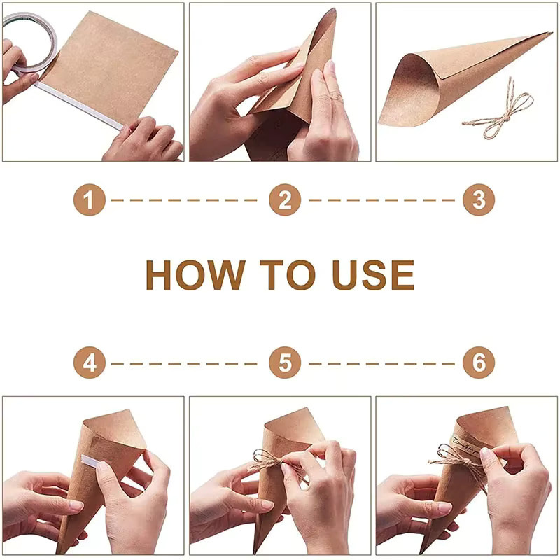 50 Stück Kraftpapier Süßigkeiten-Verpackungspapier in Beige und Braun für Hochzeiten, Partys und Weihnachtsdekoration - Bild 1