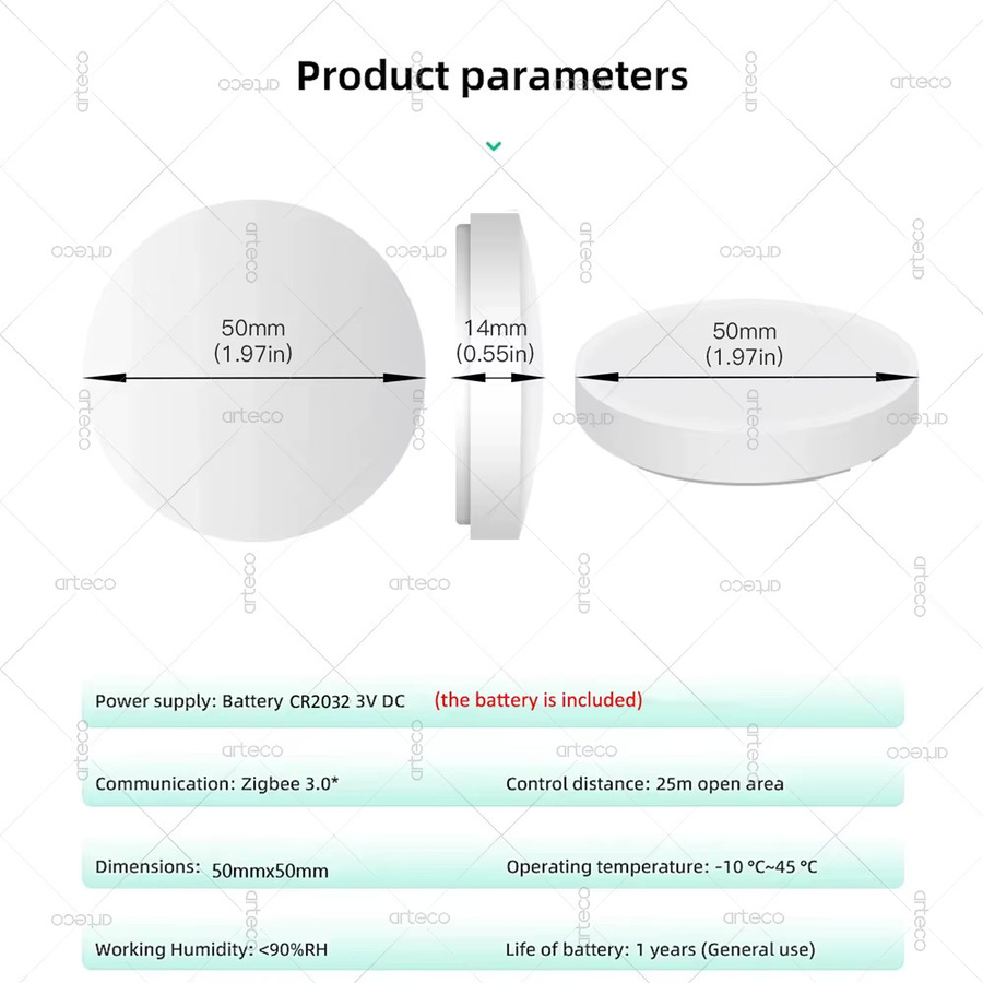 Tuya ZigBee Button Szenenschalter Weiß – Batteriebetriebener intelligenter Verknüpfungsschalter für Smart Life und Tuya Zigbee Geräte - Bild 4