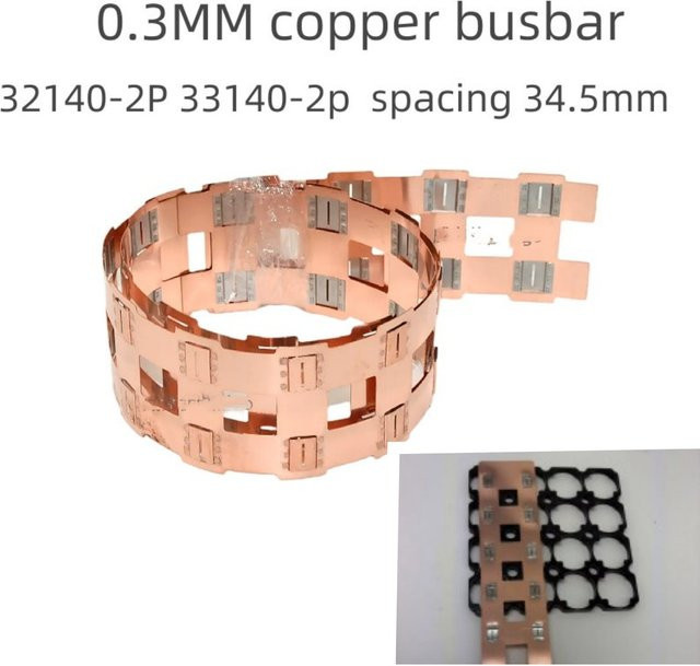 PunChron Kupfer-Stromschiene 32140-2P mit 34,5 mm Sequenzabstand und Batterieanschlussklemme, Farbe: Braun - Bild 1