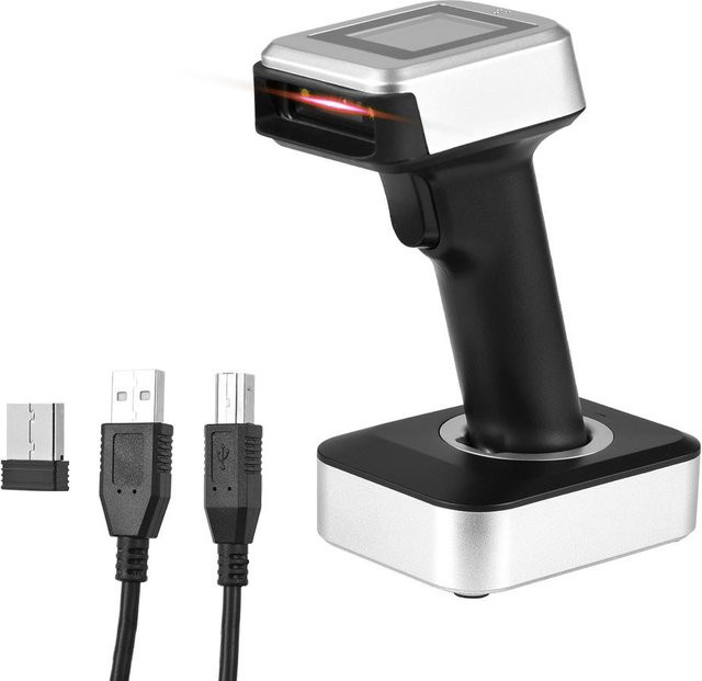 Honor Electronics 3-in-1 2D-1D-QR-Barcodescanner mit Bildschirmanzeige und Ladestation, kabellos via Bluetooth und 2,4 GHz sowie kabelgebunden, bunt - Bild 1