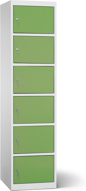 rotstahl Akku-Ladeschrank mit 6 Fächern in Hellgrün und lichtgrauem Korpus, B: 45 cm, H: 180 cm - Bild 1