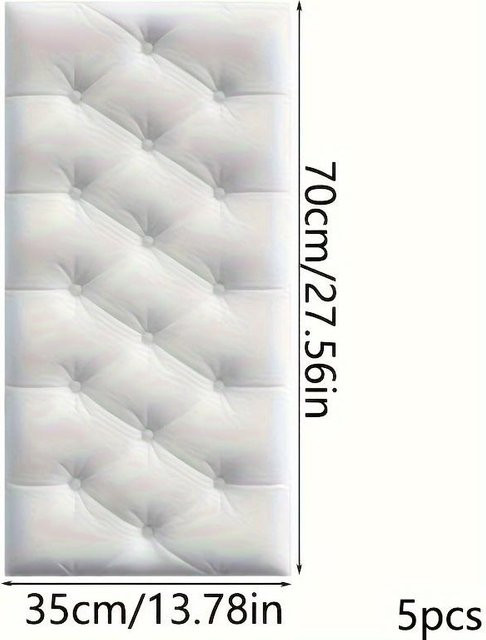 5 Stück SZ-Damai 3D-Antikollisions-Wandaufkleber in Weiß, selbstklebende Wanddekoration als weiches Rückenkissen für Tatami-Betten - Bild 1