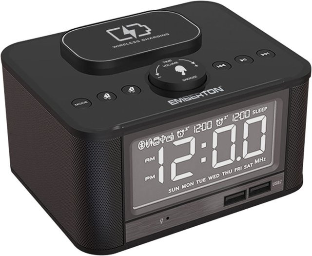 Emberton Multifunktionswecker-Set Bodmin mit Diebstahlsicherung und USB-C Ladekabel, Schwarz, 6er Pack, L x B x H: 10,2 x 12,8 x 7,7 cm - Bild 1