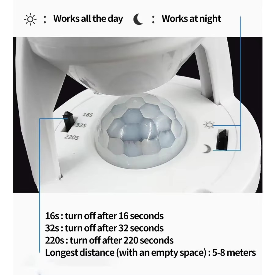 GGBEE LED Bewegungsmelder Adapter mit E27 Sockel, weiß, einstellbarer PIR Sensor für Menscheninduktion - Bild 2