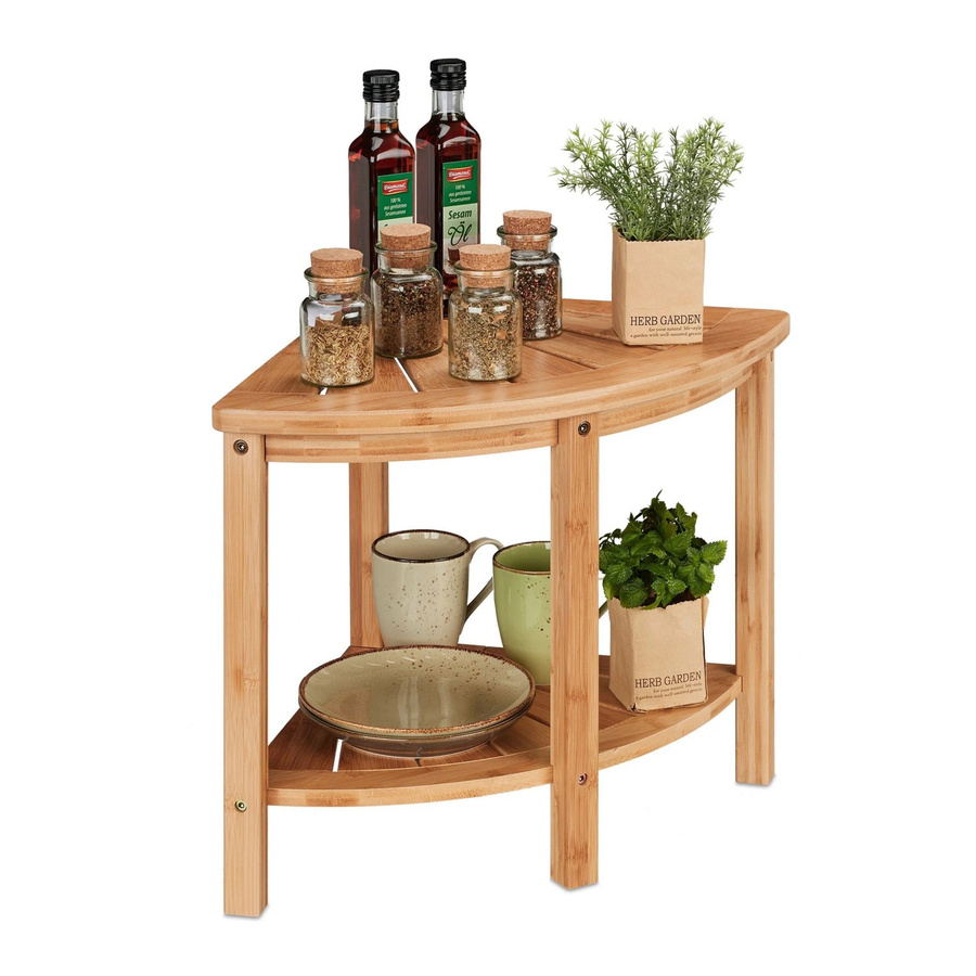 Relaxdays Eckregal aus Bambus in Natur, 2 Ebenen, B/T/H: 42 x 55 x 39,5 cm - Bild 2