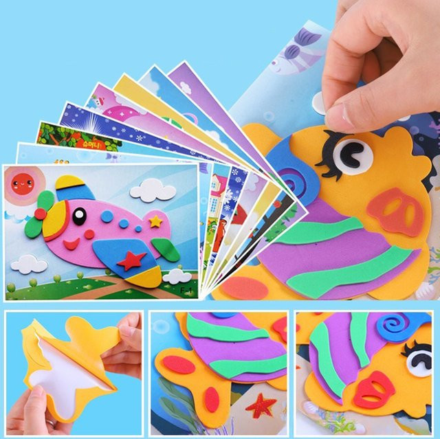 ZYF 3D EVA Schaum Aufkleber Set mit bunten Cartoon Tier Motiven in verschiedenen Fahrzeug-Stilen für Bastelarbeiten und Schreibwaren - Bild 1