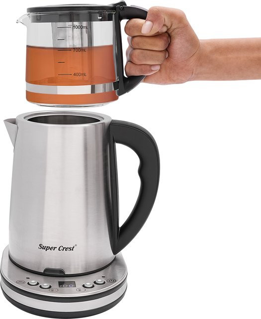 Bymaocar Elektrisches Wasserkocher Set aus Glas mit LCD-Anzeige, 1500W, 2,5 l und 1 l, Farben: Transparent, Schwarz, Silber - Bild 1