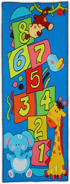 Relaxdays Kinderteppich bunt aus Polyester und Kunststoff, rutschhemmend und pflegeleicht, B/T: 179 x 67 cm - Bild 1
