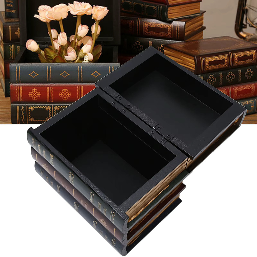 Qiilu Antike Schmuck-Aufbewahrungsbox in Buchform als dekoratives Ornament für dein Zuhause oder Büro - Bild 2