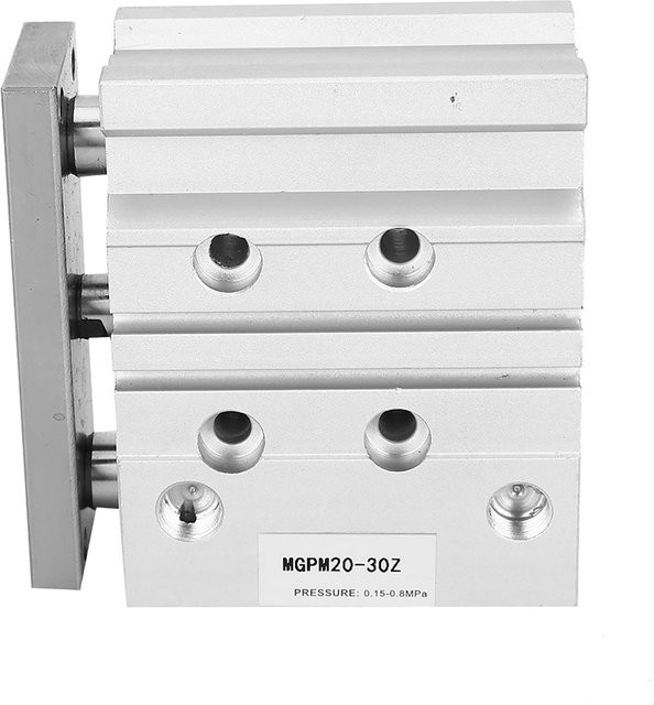 TOMTOP JMS Doppelwirkender Luftzylinder MGPM20X30 mit 3 Stangen aus Aluminiumlegierung in Silber, Bohrung: 20 mm - Bild 1