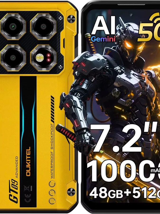 Oukitel WP60 5G Robustes Smartphone in Schwarz mit 7,2 Zoll Display, 10000mAh Akku, 48GB RAM und 512GB ROM - Bild 4
