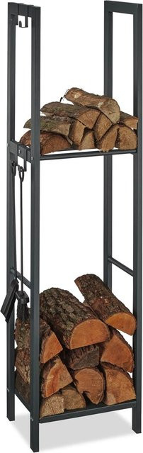 Relaxdays Kaminholzregal aus Stahl in Anthrazit mit 2 Ablagen, B/T/H: 150 x 40 x 30 cm - Bild 1