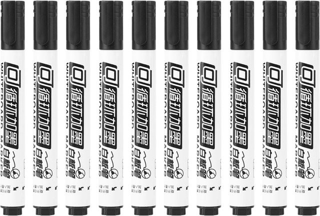 DIYelecs Whiteboard-Marker Set mit Bullet-Spitze, 10 Stück, Schwarz, abwischbar und ungiftig - Bild 1