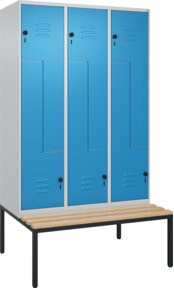 C+P Z-Spind Classic PLUS Sitzbank mit 6 Fächern und Sicherheits-Drehriegel, Sitzfläche aus Buche-Hartholz, B/T/H: 212,0 x 120,0 x 81,5 cm - Bild 1