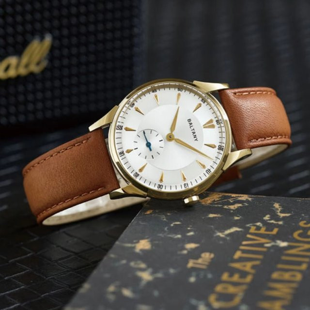 Baltany Armbanduhr Herren, Automatik, Handaufzug, Edelstahl, 38,5 mm, Leder - Bild 1
