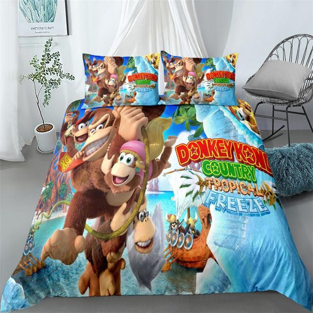 Donkey Kong Switch Bettwäsche Set mit Bezug und Kissenbezug aus Mikrofaser, Mehrfarbig, B/T: 228 x 228 cm - Bild 1