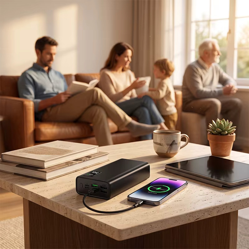 Hinne Hochleistungs-Powerbank mit 50000mAh und 66W Schnellladung, Tragbares Ladegerät mit LED-Digitalanzeige für iOS und Android, verfügbar in Schwarz oder Weiß - Bild 5
