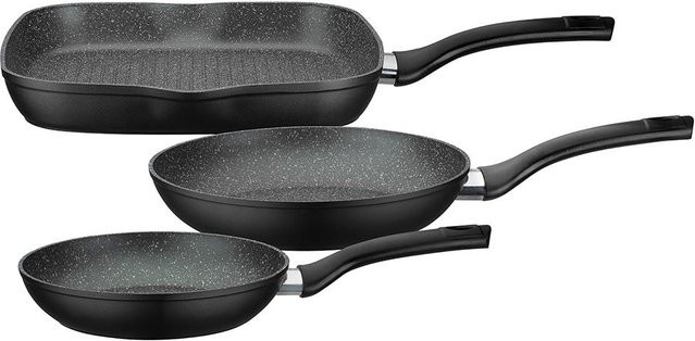GSW Pfannen-Set Gourmet Granit, 3-teilig, Aluminium, Schwarz, mit Antihaftbeschichtung - Bild 2