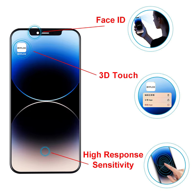 MSMADE OLED Display Ersatzteil für iPhone 14 Pro Max und iPhone 14 Plus in Schwarz mit 3D Touchscreen und True Tone Funktion - Bild 2