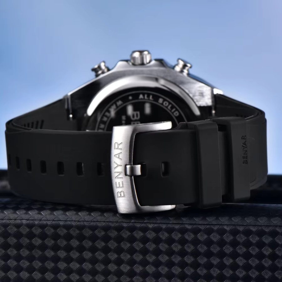 BENYAR Chronograph, Quarzuhr, Schwarz, Silikon, Herren - Bild 3