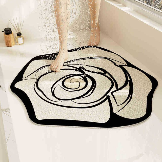 Rutschfeste Badezimmer Matte von Yiran Furniture mit floralem Pflanzenblüten-Design, Breite: 60 cm, Tiefe: 60 cm - Bild 1