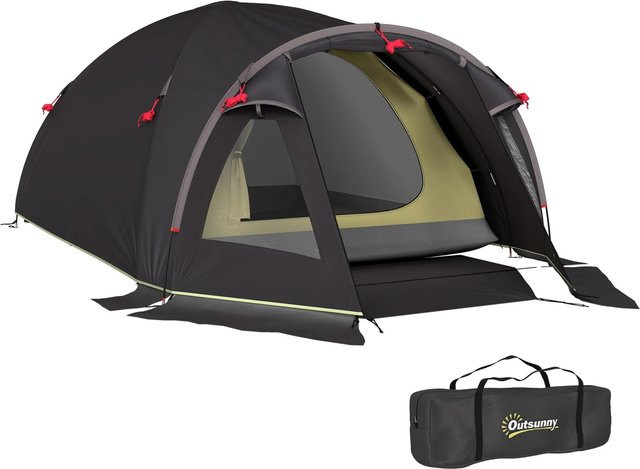 Outsunny Tunnelzelt aus Polyester und Fiberglas in Schwarz, B: 1,9 m, T: 3,3 m, H: 1,2 m - Bild 1