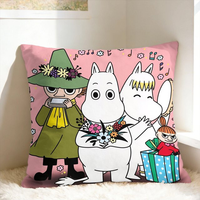 Delampa Moomins Kissenbezug Pink, quadratisch, B/H: 18 x 18 cm - Bild 1