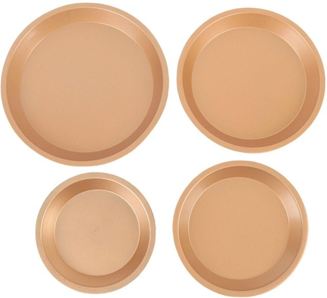 CosyHome Pizzaformen Set aus Kohlenstoffstahl, 4 Stück, rund, braun - Bild 1