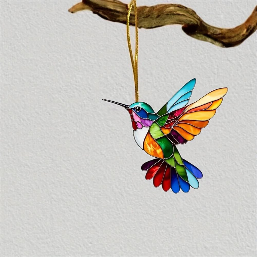 Mango Event Bunter Kolibri Hängender Anhänger aus Acryl als Windspiel und Suncatcher für Fenster, Garten oder Auto, Mehrfarbig, Durchmesser: 8 cm - Bild 1