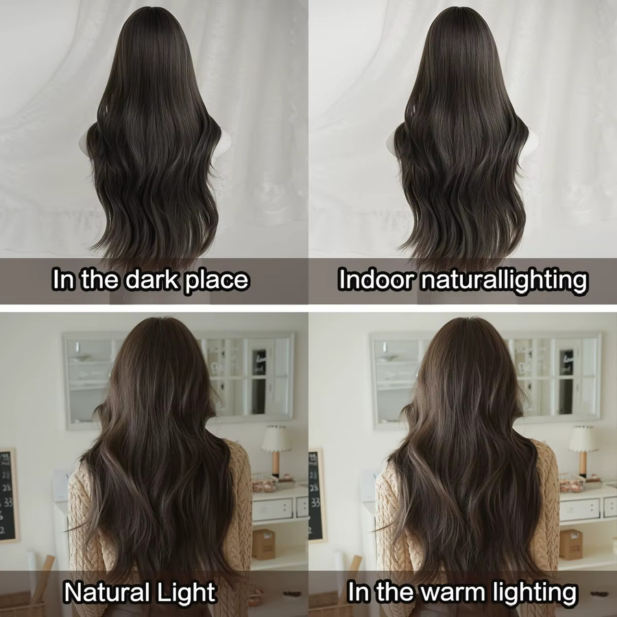 7JHH WIGS Perücke, lange lockige synthetische Perücke, kaltbraun, Damen - Bild 3