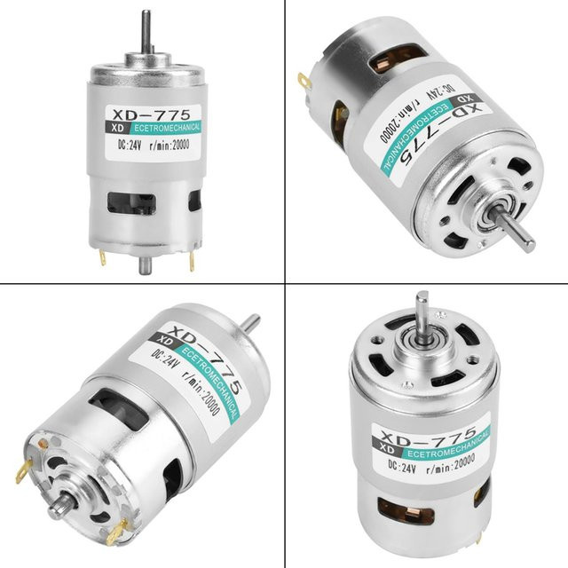 Neoglint XD775 Hochgeschwindigkeits-Gleichstrommotor mit Doppelkugellagerbürste in Silber, 24 V, 20.000 U/min - Bild 1
