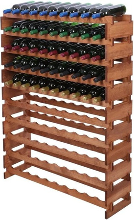 PROREGAL Weinregal VINOTECA FLEX aus massivem Kiefernholz, Braun geölt, Kapazität: 100 Flaschen, 10 Ebenen, H x B x T: 135 x 103 x 32 cm