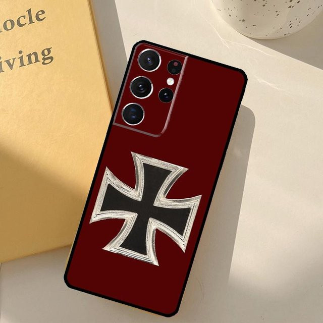 Handyhülle mit Deutsches 1870 Gott mit Uns Eisernes Kreuz Design für Samsung Galaxy S25 Ultra in Rot - Bild 1