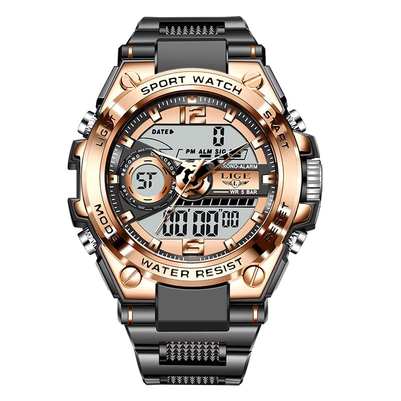 LIGE Digitaluhr, Quarz, Schwarz, Herren - Bild 6