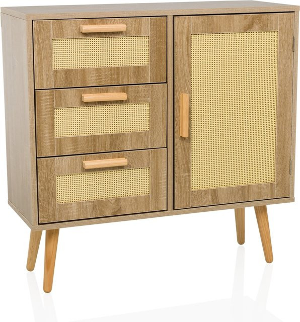 hjh LIVING Sideboard STRYN im Boho-Style mit Rattan und Melaminbeschichtung aus MDF - Bild 1