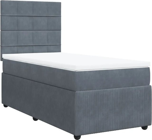 vidaXL Boxspringbett mit Matratze Dunkelgrau Samt B/T: 80 x 200 cm - Bild 1