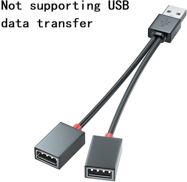 Multifunktionaler 1-zu-2 USB-Verteiler Adapter für Mobiltelefone und Tablets in Schwarz ohne Datenübertragungsfunktion - Bild 1