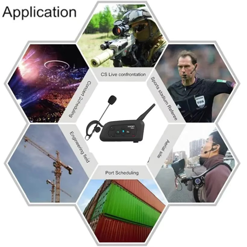 XiNOWy 4er-Set V4C Fußball-Schiedsrichter Bluetooth-Intercom-Headset mit Geräuschunterdrückung, IPX5 wasserdicht, Schwarz - Bild 4