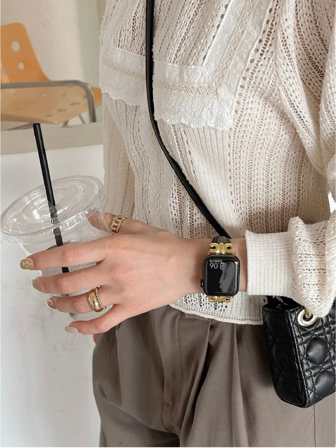 iwujiao Uhrenarmband Leder, Gold, Damen, Apple Watch - Bild 3