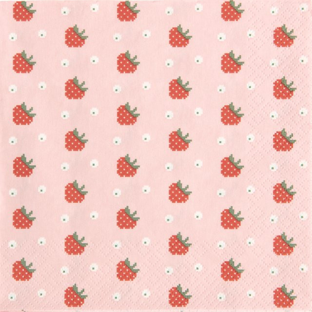 Rico Design Servietten Erdbeeren in Pink - Bild 1
