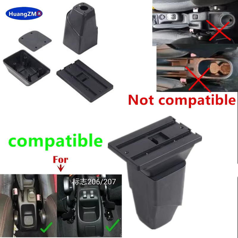 HuangZM Armlehne mit USB-Anschluss für Peugeot 206 cc Cabrio in Schwarz - Bild 2