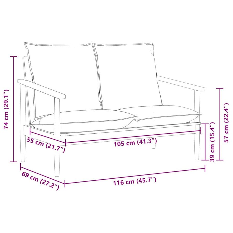 vidaXL 2-Sitzer-Sofa aus Echtleder und Akazienholz in Braun im Vintage-Stil - Bild 6