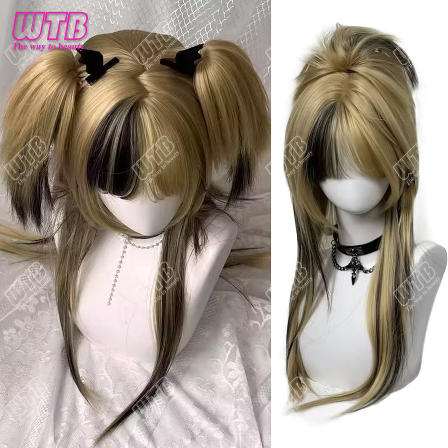 WTB Synthetische Perücke mit langem Pferdeschwanz und Pony, blond, Damen - Bild 4