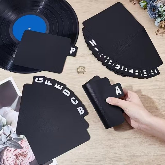 26 Stück CD DVD und Vinyl Schallplatten Organizer in Schwarz aus Kunststoff mit Alphabet-Trennwänden A-Z zur platzsparenden Aufbewahrung von Musikalben - Bild 1